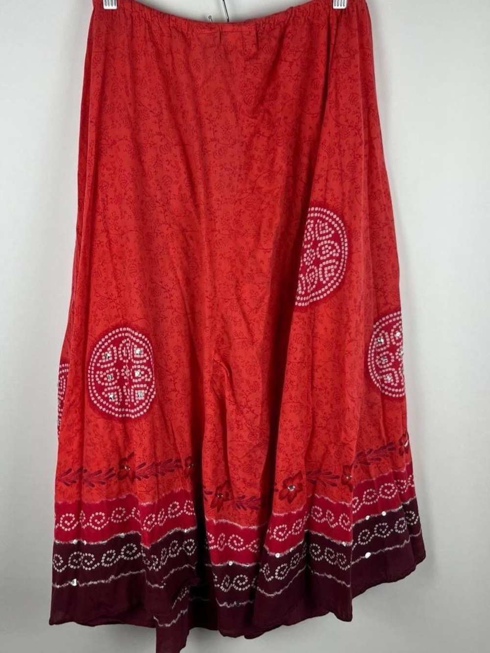 vintage 90s orange embellished sequin boho hippie elastic waist skirt size XL - Picture 5 of 6